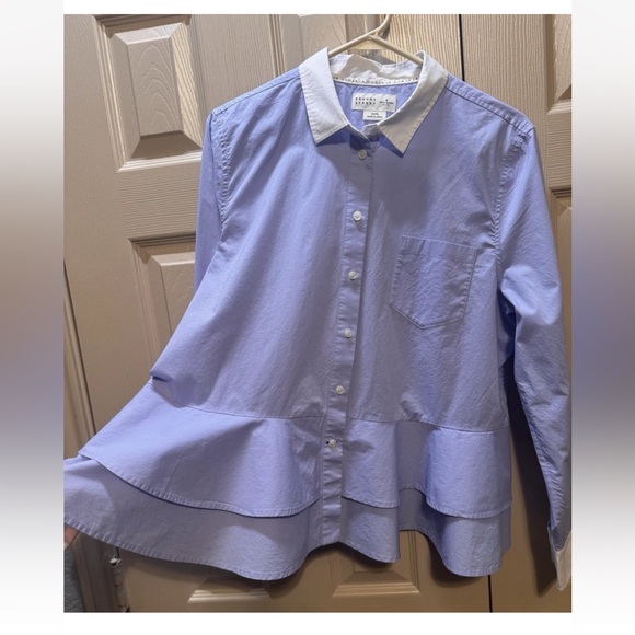 Kate Spade Broome Street Shirt Women's X-Large XL Peplum Button Up Blue L/S - Picture 3 of 11